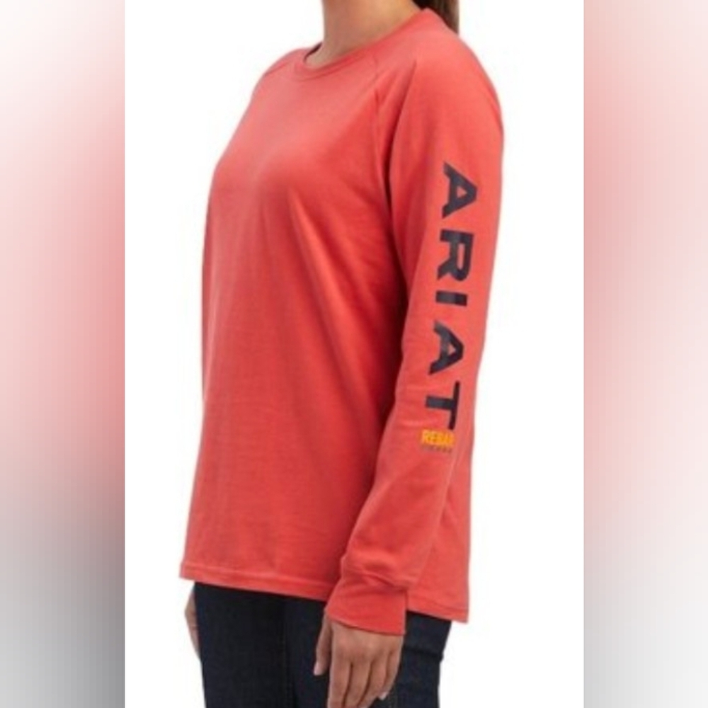 Ariat Women's Coral-Red Long Sleeve Logo Shirt!